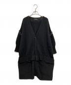 Y'sワイズ）の古着「ステッチニットカーディガン」｜ブラック