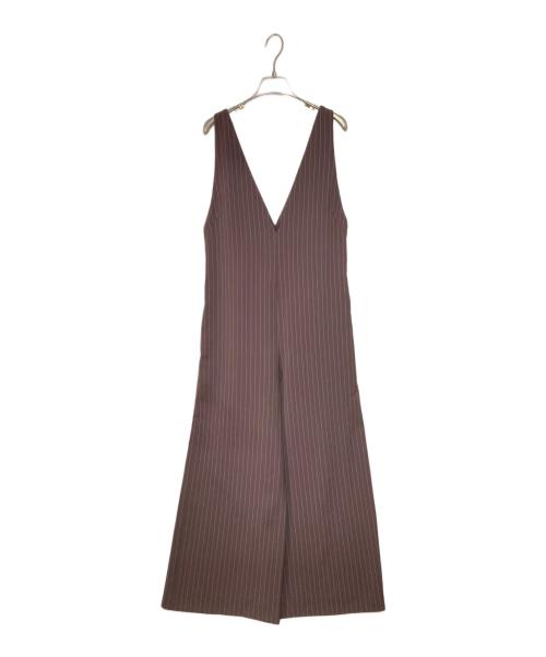 Spick and Span（スピック＆スパン）Spick and Span (スピックアンドスパン) ピンストライプVサロペット ブラウン サイズ:36の古着・服飾アイテム