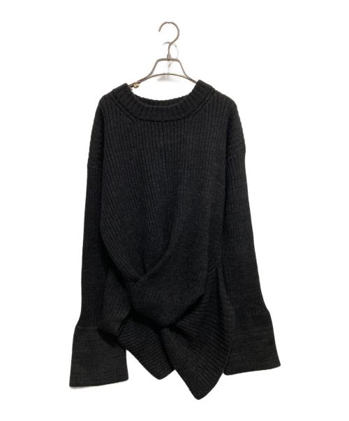 YOHJI YAMAMOTO（ヨウジヤマモト）YOHJI YAMAMOTO (ヨウジヤマモト) リネンブレンド変形ウールニット ブラック サイズ:2の古着・服飾アイテム