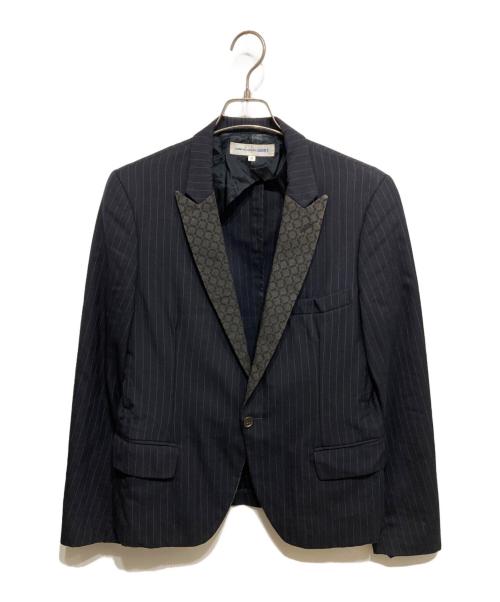 COMME des GARCONS SHIRT（コムデギャルソンシャツ）COMME des GARCONS SHIRT (コムデギャルソンシャツ) 1Bラペル切替ジャケット グレー×ネイビー サイズ:Sの古着・服飾アイテム