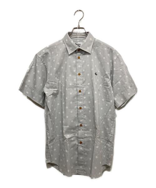 Vivienne Westwood man（ヴィヴィアン ウェストウッド マン）Vivienne Westwood man (ヴィヴィアン ウェストウッド マン) オーブ刺繍ドットシャツ グレー サイズ:44の古着・服飾アイテム
