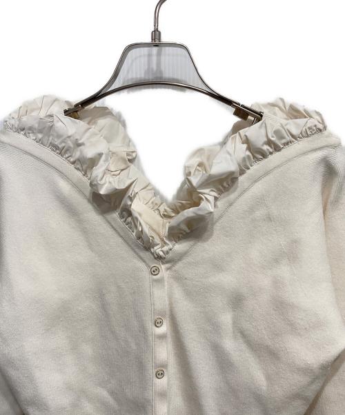 CELFORD（セルフォード）CELFORD (セルフォード) HANAE MORI (ハナエモリ) ハートネックリブニットプルオーバー ホワイト サイズ:Fの古着・服飾アイテム