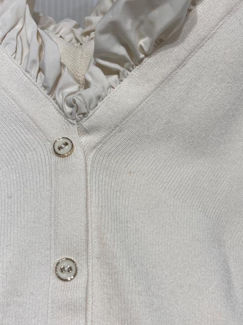 CELFORD（セルフォード）CELFORD (セルフォード) HANAE MORI (ハナエモリ) ハートネックリブニットプルオーバー ホワイト サイズ:Fの古着・服飾アイテム