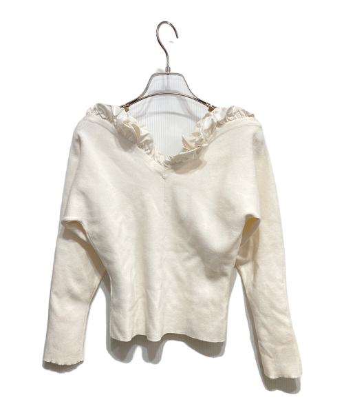 CELFORD（セルフォード）CELFORD (セルフォード) HANAE MORI (ハナエモリ) ハートネックリブニットプルオーバー ホワイト サイズ:Fの古着・服飾アイテム