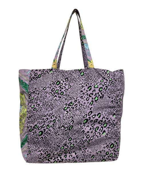 VERSACE（ヴェルサーチェ）VERSACE (ヴェルサーチェ) プリントトートバッグ パープル×グリーンの古着・服飾アイテム