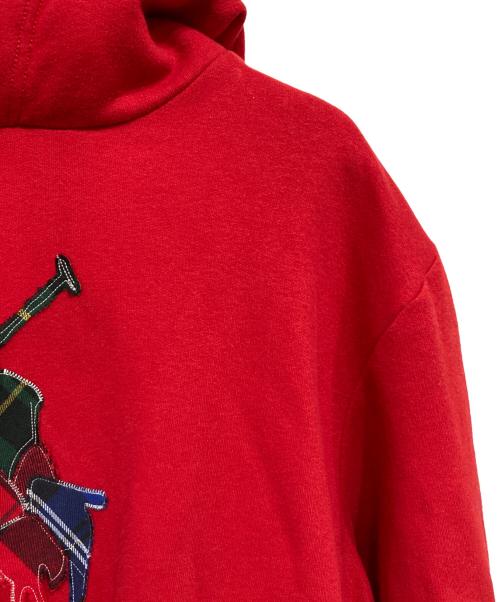 POLO RALPH LAUREN（ポロ・ラルフローレン）POLO RALPH LAUREN (ポロ・ラルフローレン) プラッドポニーフーディー レッド サイズ:XLの古着・服飾アイテム