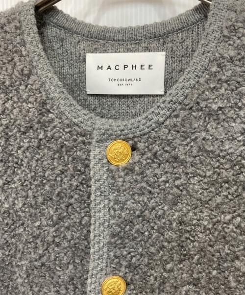 MACPHEE（マカフィー）MACPHEE (マカフィー) ムートン クルーネックカーディガン グレー サイズ:Sの古着・服飾アイテム