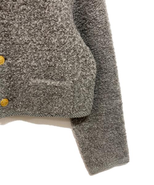 MACPHEE（マカフィー）MACPHEE (マカフィー) ムートン クルーネックカーディガン グレー サイズ:Sの古着・服飾アイテム
