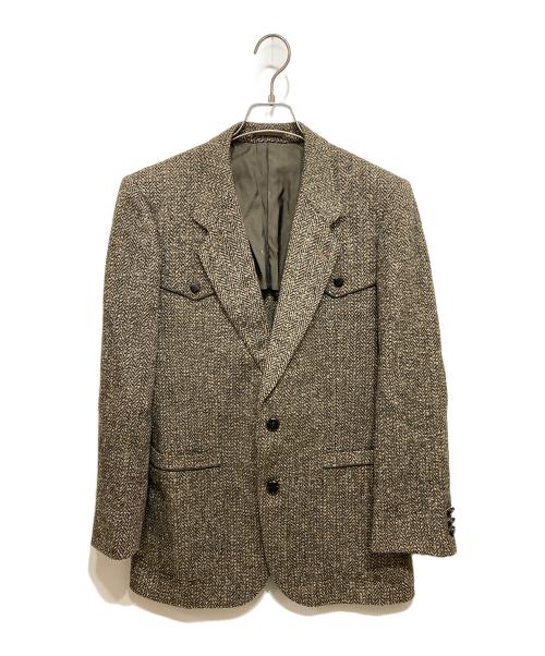 LANVIN（ランバン）LANVIN (ランバン) 2Bツイードテーラードジャケット カーキ サイズ:R48-45の古着・服飾アイテム