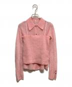 Mila Owenミラオーウェン）の古着「ポロ襟ワイドリブベアSETモヘアニット」｜ライトピンク