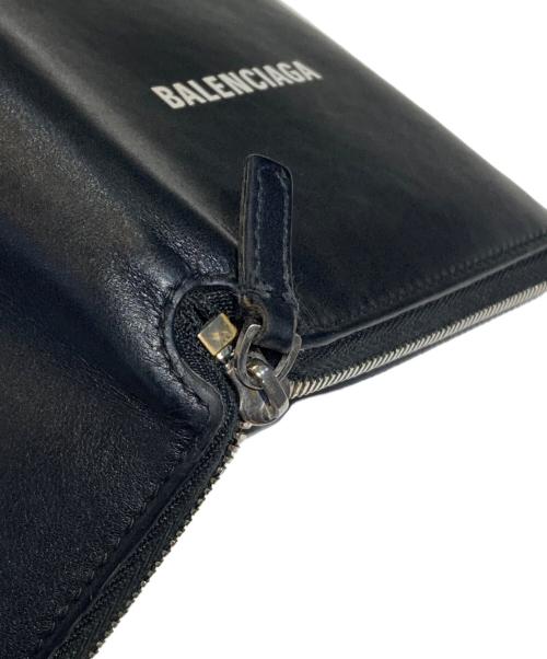 BALENCIAGA（バレンシアガ）BALENCIAGA (バレンシアガ) ラウンドファスナーロゴウォレット ブラックの古着・服飾アイテム