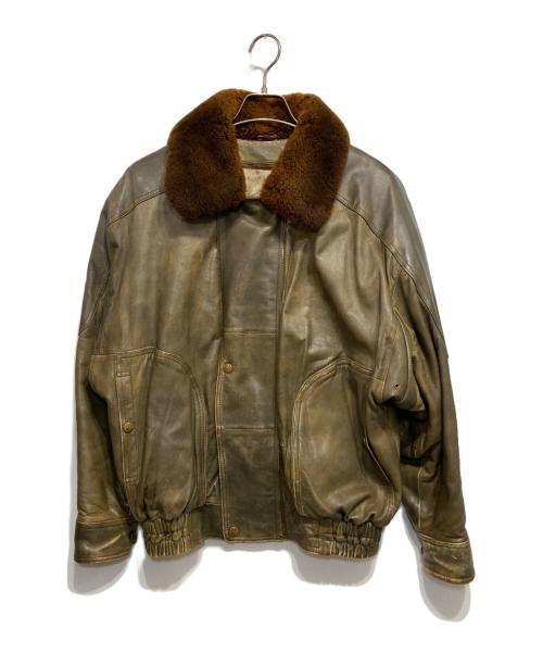 USED（ユーズド）USED (ユーズド) ラムレザージャケット ブラウン×オリーブ サイズ:Mの古着・服飾アイテム