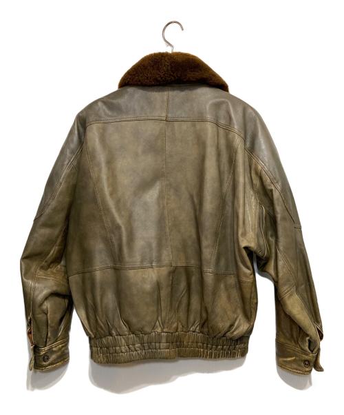 USED（ユーズド）USED (ユーズド) ラムレザージャケット ブラウン×オリーブ サイズ:Mの古着・服飾アイテム