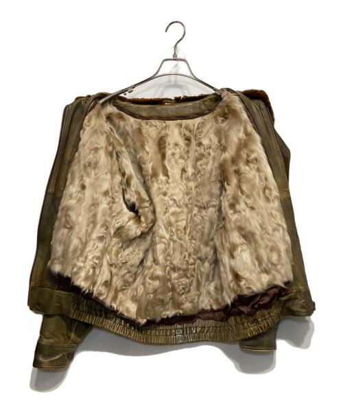 USED（ユーズド）USED (ユーズド) ラムレザージャケット ブラウン×オリーブ サイズ:Mの古着・服飾アイテム
