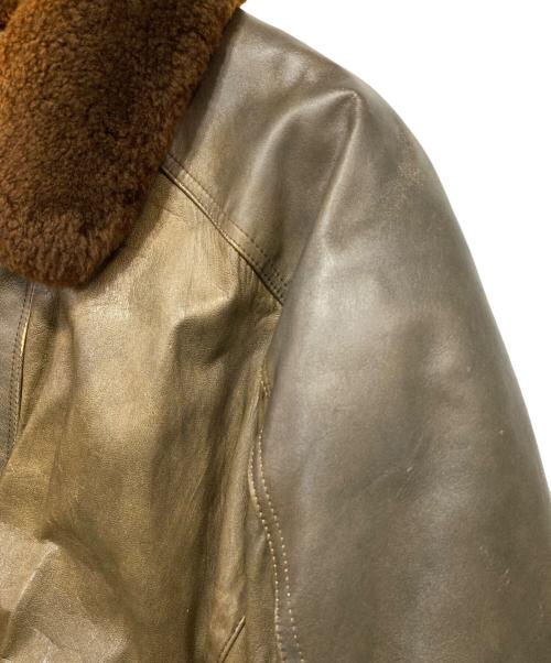 USED（ユーズド）USED (ユーズド) ラムレザージャケット ブラウン×オリーブ サイズ:Mの古着・服飾アイテム