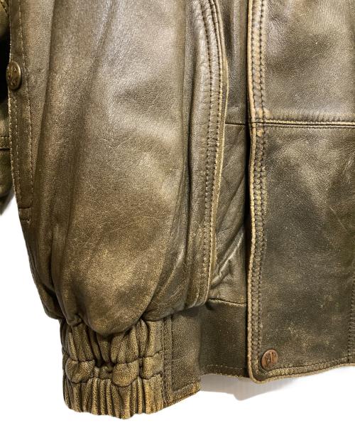 USED（ユーズド）USED (ユーズド) ラムレザージャケット ブラウン×オリーブ サイズ:Mの古着・服飾アイテム