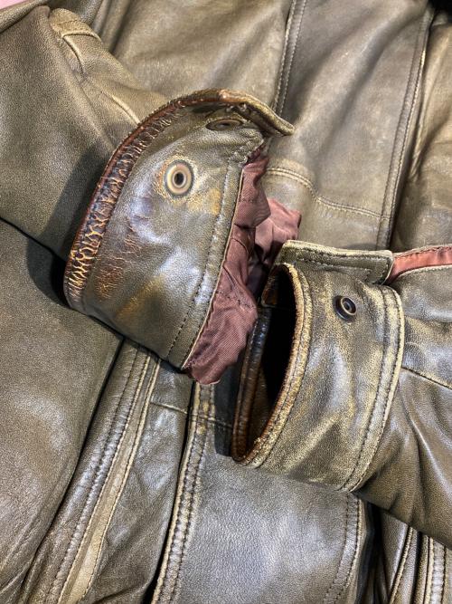 USED（ユーズド）USED (ユーズド) ラムレザージャケット ブラウン×オリーブ サイズ:Mの古着・服飾アイテム