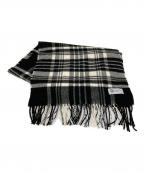 JOHNSTONS OF ELGINジョンストンズオブエルガン）の古着「カシミヤチェックストール」｜ブラック