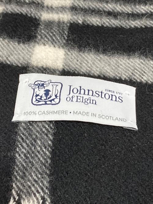 JOHNSTONS OF ELGIN（ジョンストンズオブエルガン）JOHNSTONS OF ELGIN (ジョンストンズオブエルガン) カシミヤチェックストール ブラックの古着・服飾アイテム