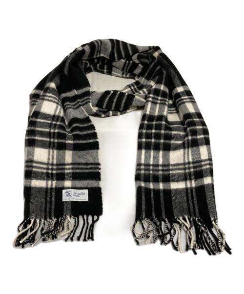 JOHNSTONS OF ELGIN（ジョンストンズオブエルガン）JOHNSTONS OF ELGIN (ジョンストンズオブエルガン) カシミヤチェックストール ブラックの古着・服飾アイテム