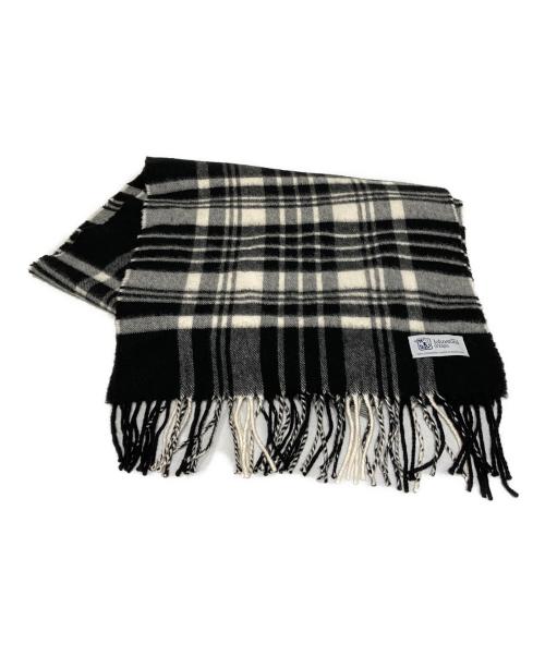 JOHNSTONS OF ELGIN（ジョンストンズオブエルガン）JOHNSTONS OF ELGIN (ジョンストンズオブエルガン) カシミヤチェックストール ブラックの古着・服飾アイテム
