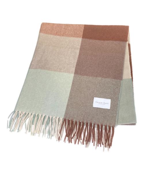 Cesare Gatti（チェザーレ ガッティ）Cesare Gatti (チェザーレ ガッティ) カシミヤチェックストール グリーンの古着・服飾アイテム