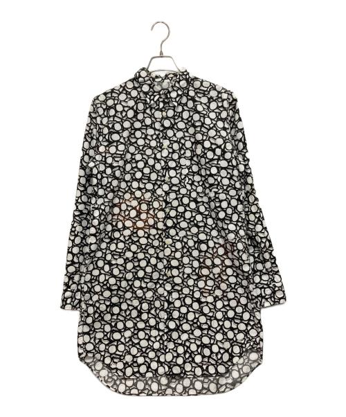 BLACK COMME des GARCONS（ブラックコムデギャルソン）BLACK COMME des GARCONS (ブラックコムデギャルソン) 総柄ロングシャツ ブラック×ホワイト サイズ:Lの古着・服飾アイテム