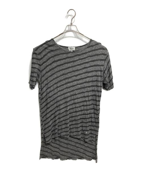 Vivienne Westwood（ヴィヴィアンウエストウッド）Vivienne Westwood (ヴィヴィアンウエストウッド) ボーダーアシメTシャツ グレー サイズ:46の古着・服飾アイテム