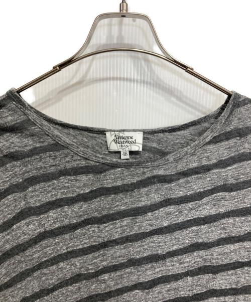 Vivienne Westwood（ヴィヴィアンウエストウッド）Vivienne Westwood (ヴィヴィアンウエストウッド) ボーダーアシメTシャツ グレー サイズ:46の古着・服飾アイテム