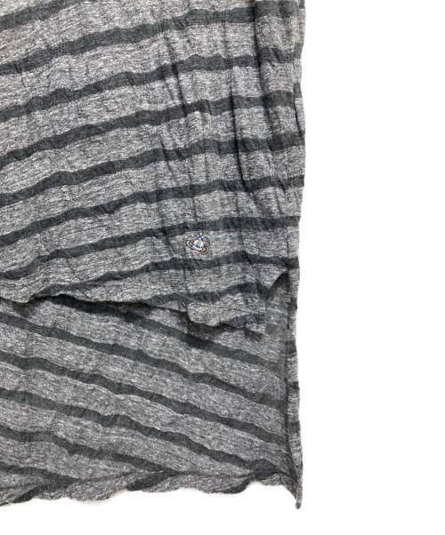 Vivienne Westwood（ヴィヴィアンウエストウッド）Vivienne Westwood (ヴィヴィアンウエストウッド) ボーダーアシメTシャツ グレー サイズ:46の古着・服飾アイテム