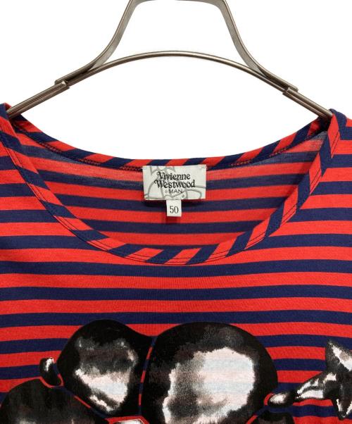 Vivienne Westwood（ヴィヴィアンウエストウッド）Vivienne Westwood (ヴィヴィアンウエストウッド) ボーダープリントTシャツ レッド サイズ:50の古着・服飾アイテム