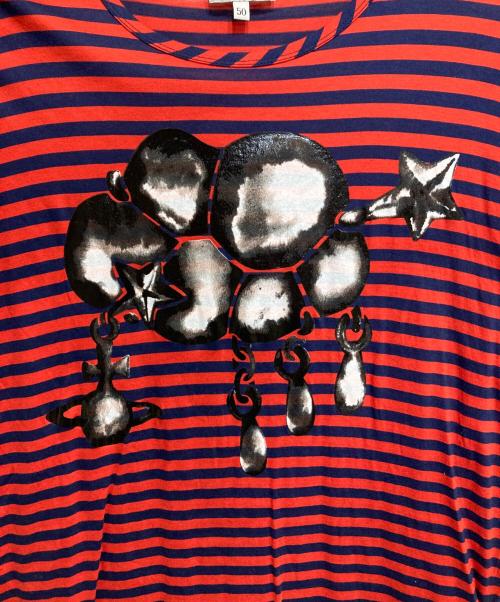 Vivienne Westwood（ヴィヴィアンウエストウッド）Vivienne Westwood (ヴィヴィアンウエストウッド) ボーダープリントTシャツ レッド サイズ:50の古着・服飾アイテム