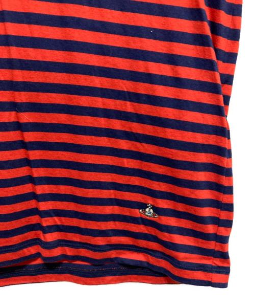 Vivienne Westwood（ヴィヴィアンウエストウッド）Vivienne Westwood (ヴィヴィアンウエストウッド) ボーダープリントTシャツ レッド サイズ:50の古着・服飾アイテム