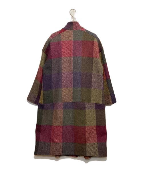 io comme io（イオコムイオ）io comme io (イオコムイオ) チェックウールコート パープル サイズ:38の古着・服飾アイテム