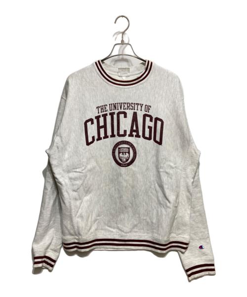 Champion REVERSE WEAVE（チャンピオン リバース ウィーブ）Champion REVERSE WEAVE (チャンピオン リバース ウィーブ) CHICAGOカレッジロゴプルオーバー ホワイト サイズ:Lの古着・服飾アイテム
