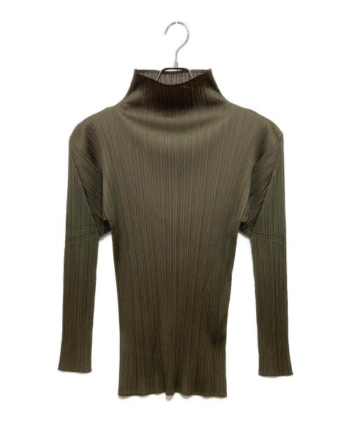 PLEATS PLEASE（プリーツプリーズ）PLEATS PLEASE (プリーツプリーズ) ボトルネックプリーツブラウス グリーン サイズ:4の古着・服飾アイテム