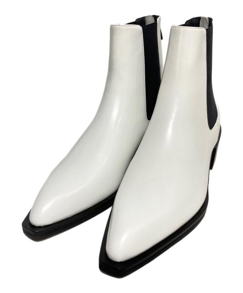 Le Talon（ル タロン）Le Talon (ル タロン) GRISEレザーEDGEポインテッドチェルシーショートブーツ ホワイト サイズ:Lの古着・服飾アイテム