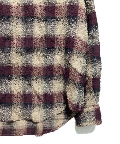 SUGARHILL（シュガーヒル）SUGARHILL (シュガーヒル) HAIRLY PLAID OPEN COLLOR SHIRTS エンジ×ベージュ サイズ:2の古着・服飾アイテム