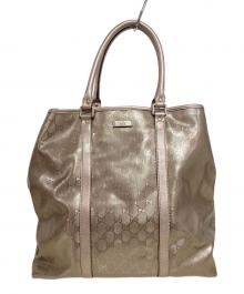 GUCCI（グッチ）の古着「メタリックトートバッグ」｜ピンク