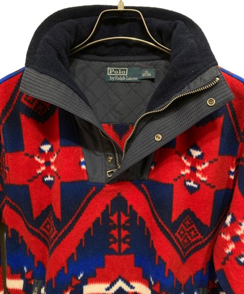 POLO RALPH LAUREN（ポロ・ラルフローレン）POLO RALPH LAUREN (ポロ・ラルフローレン) ネイティブ柄ハーフジップフリースプルオーバー レッド×ネイビー サイズ:XSの古着・服飾アイテム