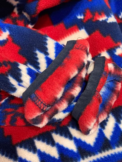 POLO RALPH LAUREN（ポロ・ラルフローレン）POLO RALPH LAUREN (ポロ・ラルフローレン) ネイティブ柄ハーフジップフリースプルオーバー レッド×ネイビー サイズ:XSの古着・服飾アイテム