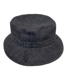 CHANEL（シャネル）の古着「ロゴ刺繍デニムバケットハット」｜ブラック