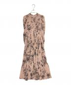 COCODEALココディール）の古着「フロッキーフラワーワンピース」｜ピンクベージュ