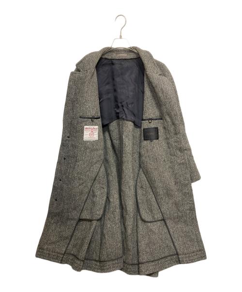 COMME des GARCONS HOMME（コムデギャルソン オム）COMME des GARCONS HOMME (コムデギャルソン オム) Harris Tweed (ハリスツイード) 80s ヘリンボーンスタンカラーコート グレー サイズ:Mの古着・服飾アイテム