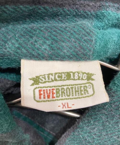 FIVE BROTHER（ファイブブラザー）FIVE BROTHER (ファイブブラザー) ロングスリーブシャツ ブラック×グリーン サイズ:XLの古着・服飾アイテム