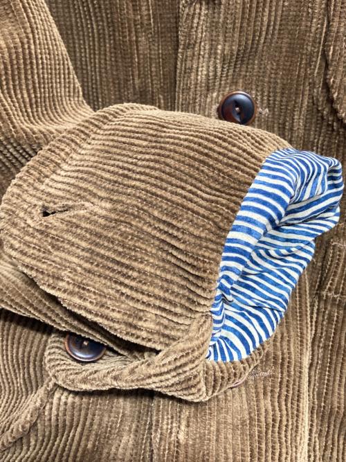 45R（フォーティファイブ・アール）45R (フォーティファイブ・アール) セルビッチコーデュロイのチロルジャケット ベージュ×ブラウン サイズ:★★(2)の古着・服飾アイテム