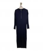 Spick and Spanスピックアンドスパン）の古着「ヘンリーネックリブニットワンピース」｜ネイビー