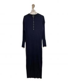 Spick and Span（スピックアンドスパン）の古着「ヘンリーネックリブニットワンピース」｜ネイビー