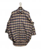 Vivienne Westwood manヴィヴィアン ウェストウッド マン）の古着「ビッグフランネルシャツ」｜ネイビー×ベージュ