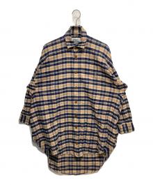 Vivienne Westwood man（ヴィヴィアン ウェストウッド マン）の古着「ビッグフランネルシャツ」｜ネイビー×ベージュ